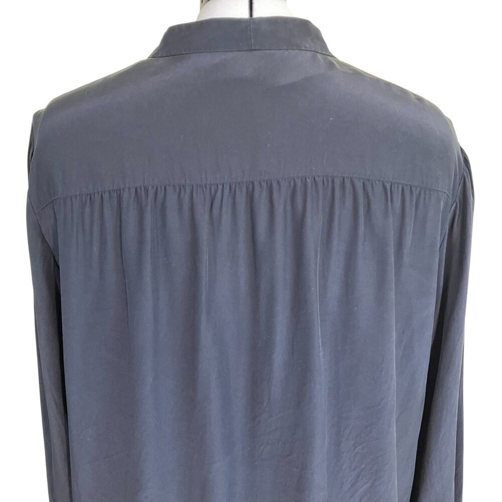 Lafayette 148 Womens XXL Black 100% Silk Collarless Blouse Shirt Elegant Modest - Picture 10 of 15